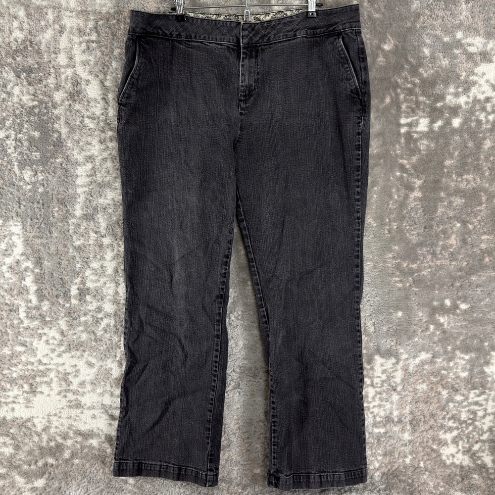 Denim & Co. Plus Size 20W Straight Leg‎ Casual Denim Pants Black Women